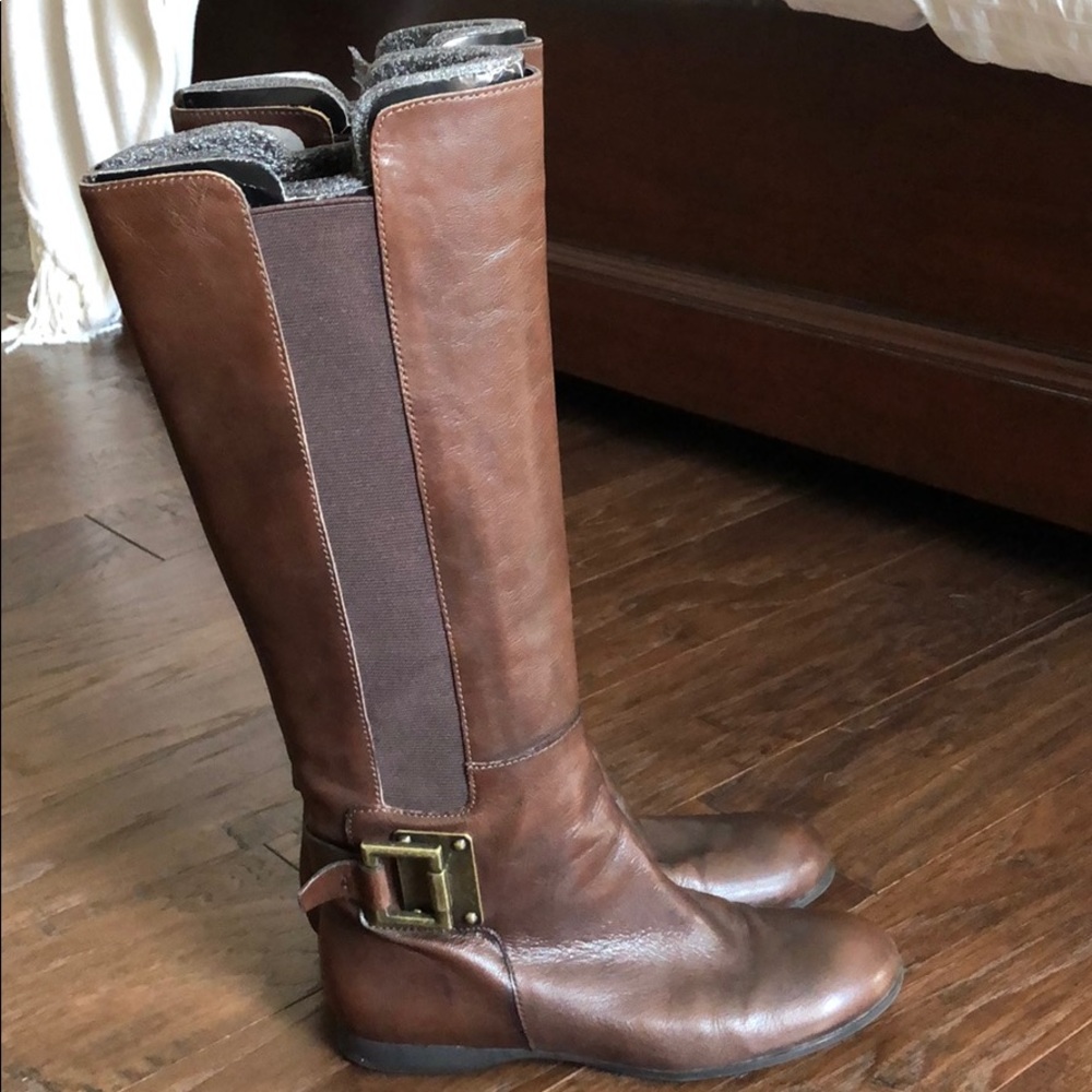 Brown leather boots